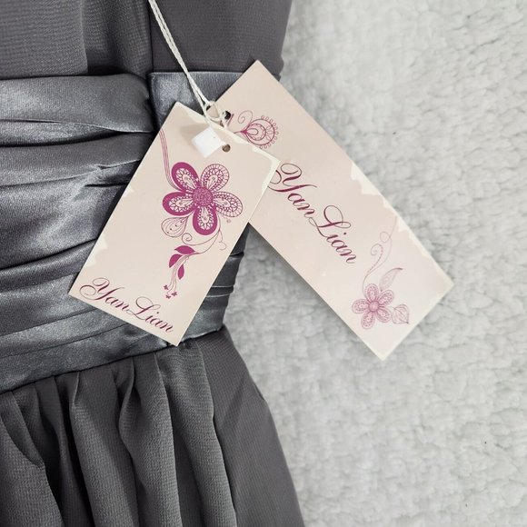 Prom Dress Bridesmaid One Shoulder Gray Women's Size 6 - Picture 4 of 8